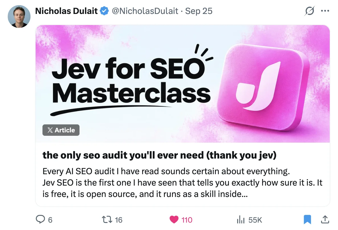 the only seo audit you'll ever need (thank you jev): 55K views