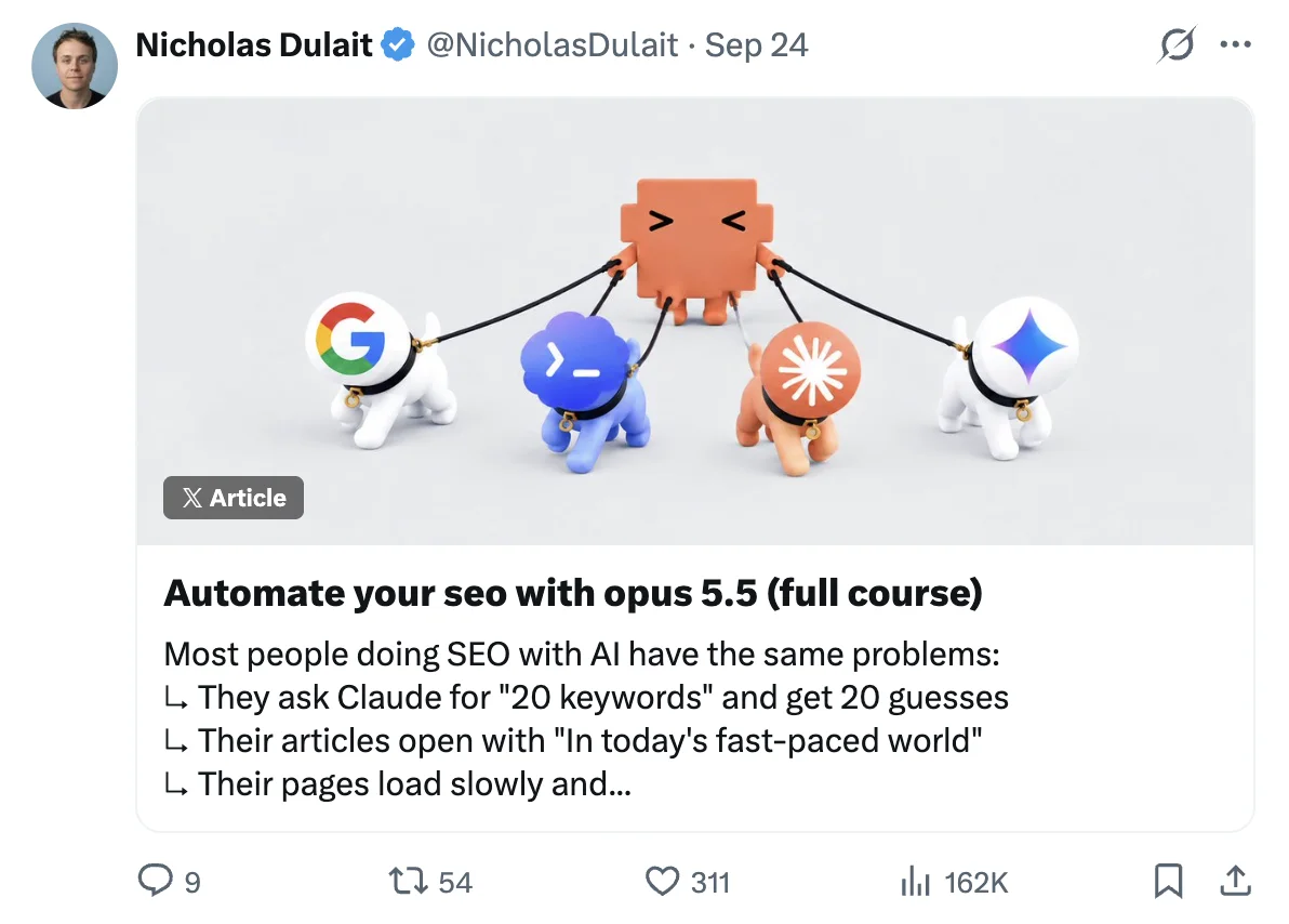Automate your seo with opus 5.5 (full course): 162K views